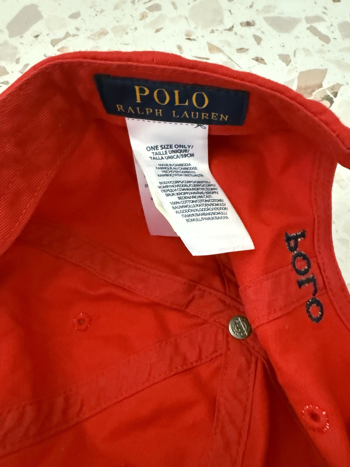 Ralph Lauren Polo Cappello Berretto Cinturino Schiena Rosso Regolabile Pony Logo Taglia OS