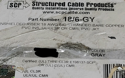 Structured Cable Products SCP 18/6-GY 18/6C Security/Alarm CMR Riser Gray /50ft