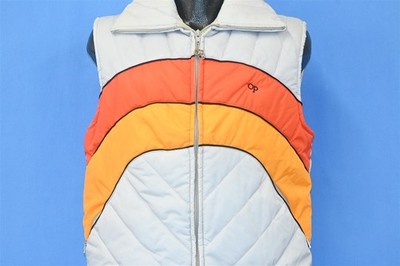vintage 80s OP OCEAN PACIFIC ORANGE GRAY ZIPPER NYLON WINTER PUFFY SKI VEST L