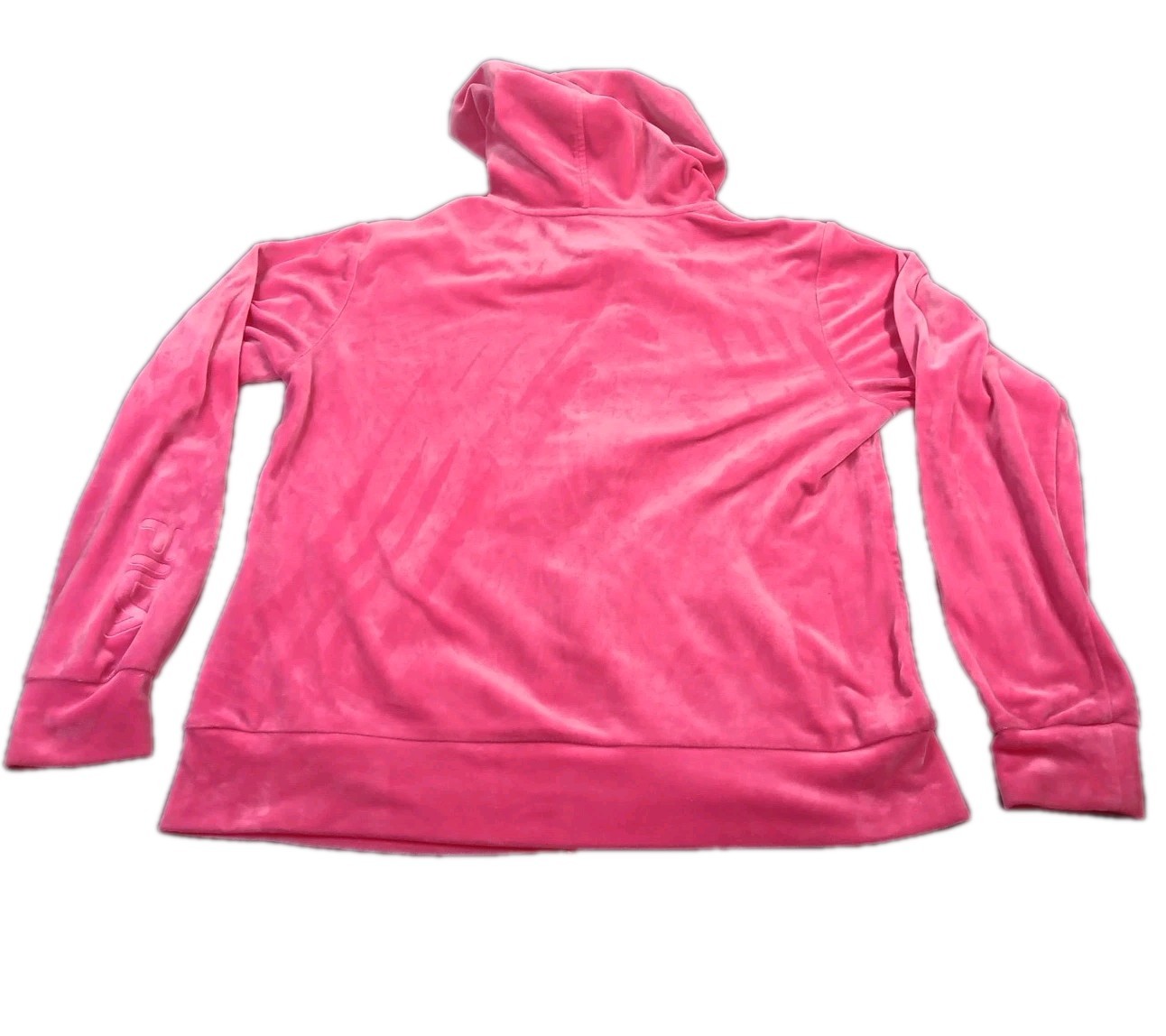 Felpa con cappuccio e zip in velluto rosa caldo Fila taglia large