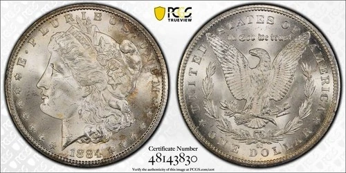 1884-CC MORGAN SILVER DOLLAR- PCGS-MS65- CARSON CITY- NO RESERVE-[Downsizing]