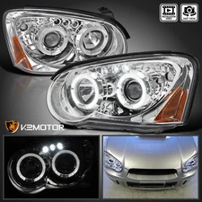 Clear Fits 2004-2005 Subaru Impreza LED Halo Projector Headlights Left+Right