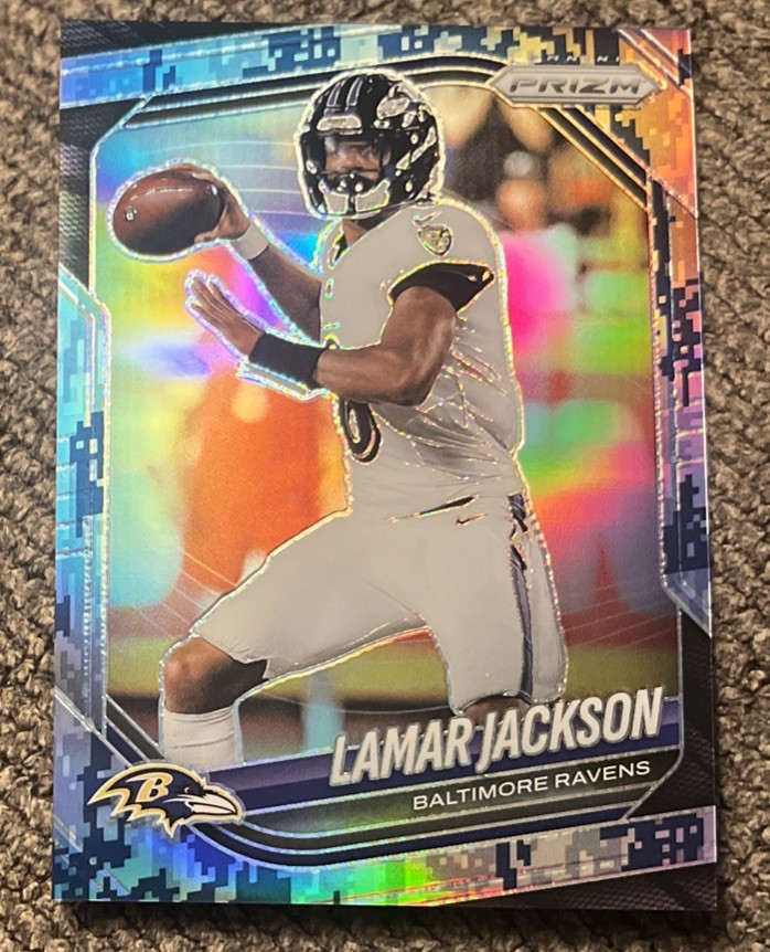 Lamar Jackson 2025 Prizm SSP Navy Camo 20/25 Baltimore Ravens