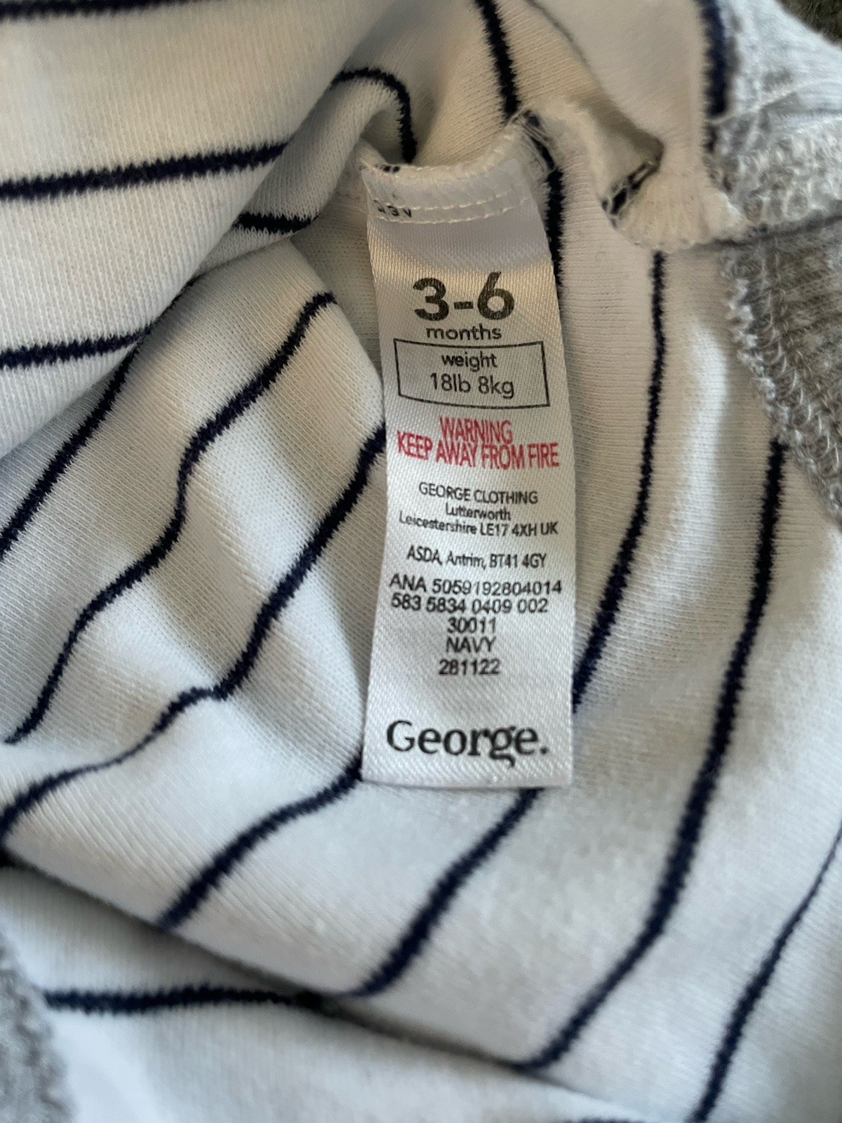 George Nutmeg Primark Striped Blue 3 X Vest Bundle Age 3-6 Months image 3