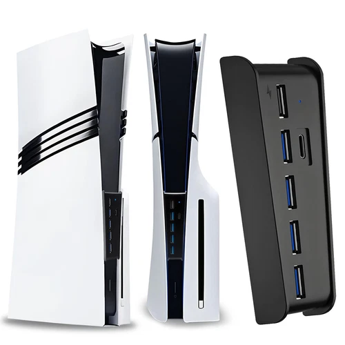 6 Port USB Hub for PS5 Pro & PS5 Slim Console Disc/Digital High-Speed Extra U...