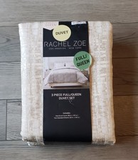 New Rachel Zoe Gold Beige Full/Queen Duvet Set 3 Piece Set 88 In x 92 In-2 Shams