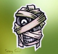 New Mummy Skull Iron On Horror Halloween Embroidered Gothic Biker Patch