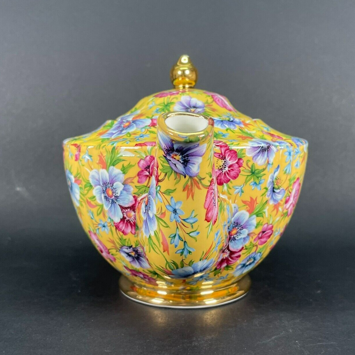 JAMES SADLER Fine Bone China Yellow SOPHIE CHINTZ Floral TEAPOT England