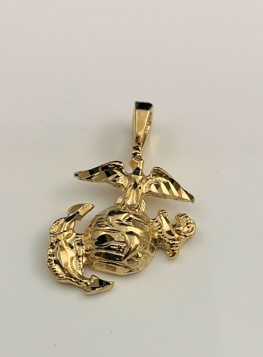 Ciondolo USMC Globe And Anchor Placcato Oro 24k – Scegli Catena A Palla O Corda