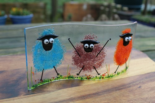 colourful naughty sheep in fused glass. They're freestanding, fun sun catchers - Picture 32 of 73