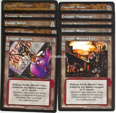 Crusade 10 Different Cities Lot F GE BH SE SW 3rd Ed VTES Jyhad