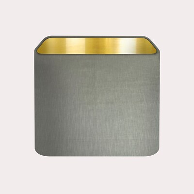 Lampenschirm salbeigrün strukturiert 100% Leinen gebürstet gold abgerundet eckig