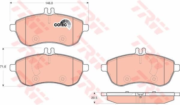 Plaquettes de frein TRW GDB1736 pour Mercedes Classe C et E avant neuves