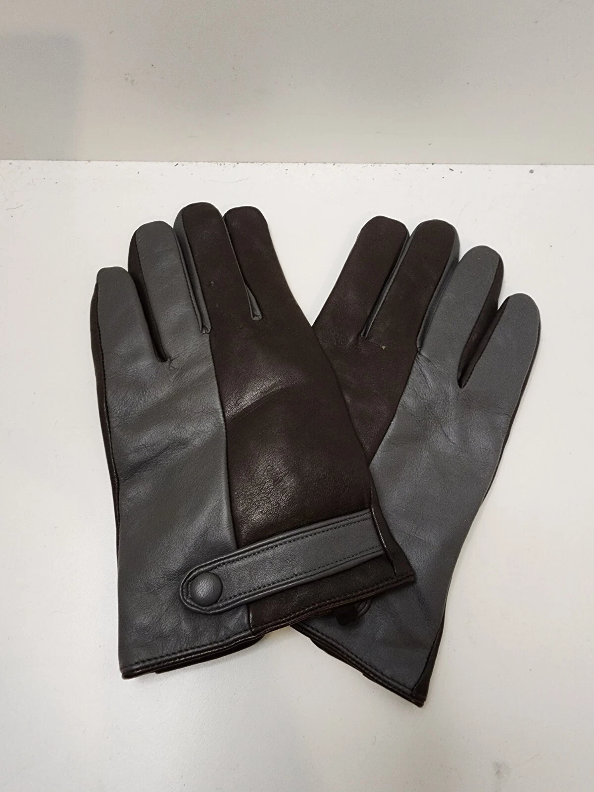 Men's Two-Tone Leather and Cashmere Gloves Size XL