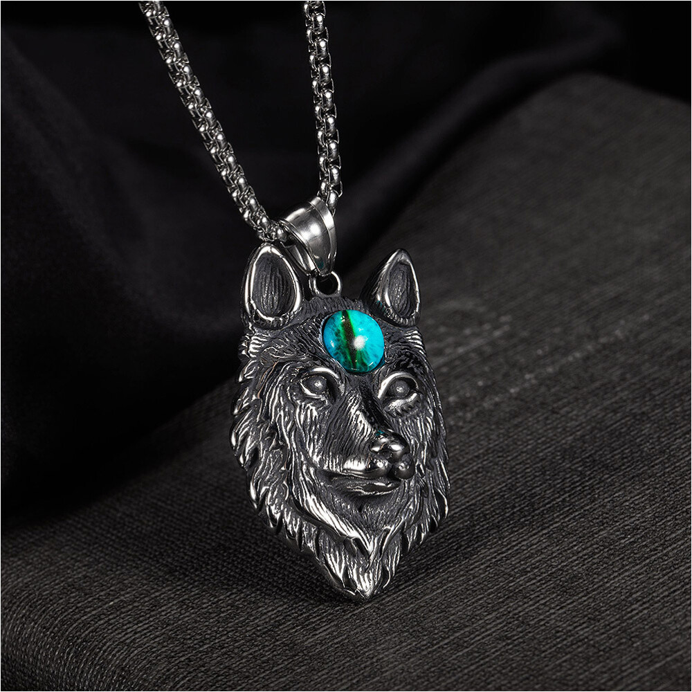 Men Necklace Choker for Pendant Wolf Head Eyeball Animal Punk Man eBay