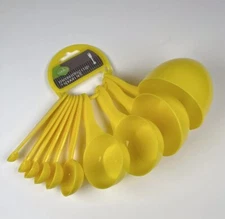 Cook's Kitchen Measuring Cup Spoon Set Yellow 10 Piece Set 1/8 Teaspoon - 1 Cup