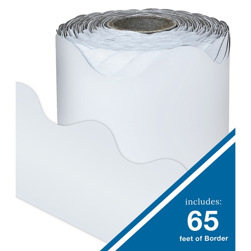 Carson Dellosa 65' White Rolled Scalloped Bulletin Board Borders (1 roll) - Picture 2 of 4