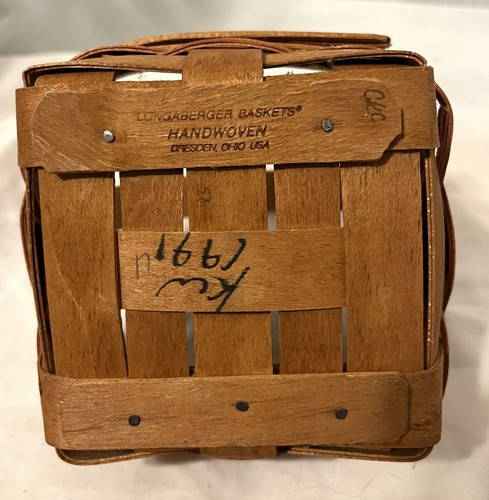 1991 Longaberger TARRAGON BOOKING BASKET - fixed handle + plastic protector 5x5 - Picture 8 of 8