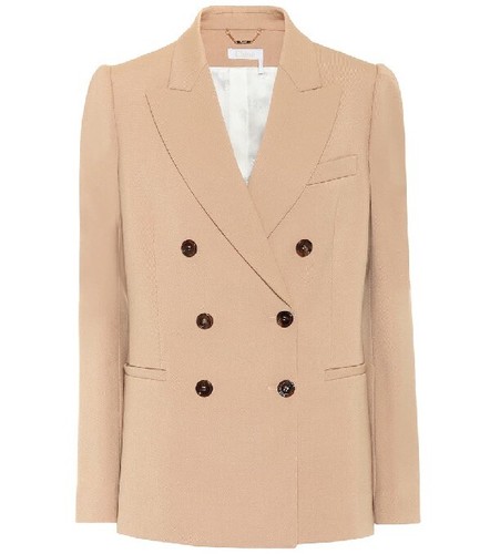 NWT CHLOE Double Breasted Stretch Wool Blazer In Soft Tan size 42 Retail $2595 - Picture 2 of 10