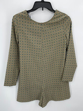Zara Trafaluc Romper Womens Medium Brown Geo Print One Piece Cutout Back Boho