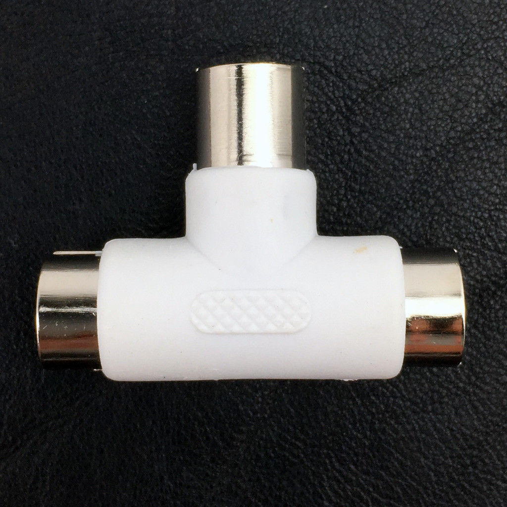 2 x TV Antenna Double Adapter Splitter 1 Male to 2 Females PAL Wall