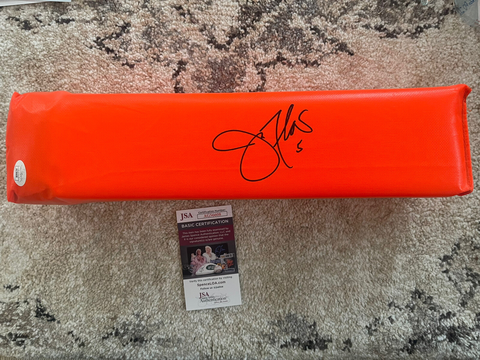 Joe Flacco Autographed Signed Baltimore Ravens Football End Zone Pylon Ravens Super Bowl MVP JSA COA 