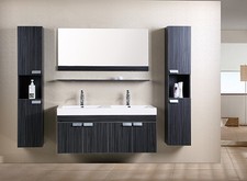 MOBILE BAGNO DOPPIO LAVABO COMPLETO PENSILE 120CM WENGE - RUBINETTO SPECCHIO ITA