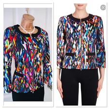 Joseph Ribkoff Colourful Bell Sleeve Zipped Jacket Uk Size 14