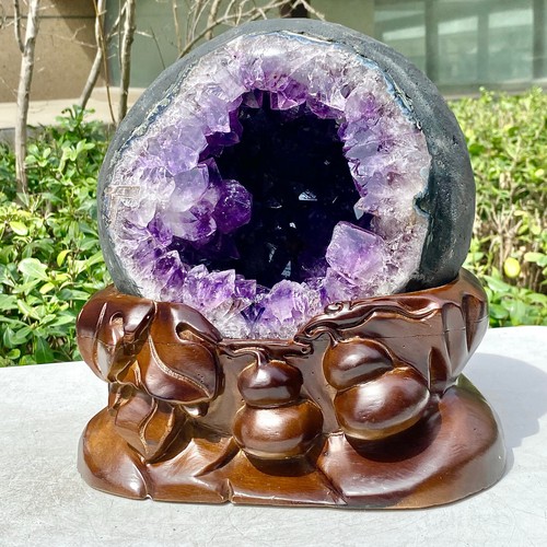 27.46LB Uruguay Natural Amethyst Money Bag Cave Decoration+Bracket - 第 2/15 張圖片