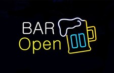 Bar Open Beer 20"x14" Neon Light Sign Lamp Wall Display Wall With Dimmer