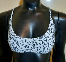 New Missguided Animal Sporty Cross Back Mix Match Bikini Top White UK 10