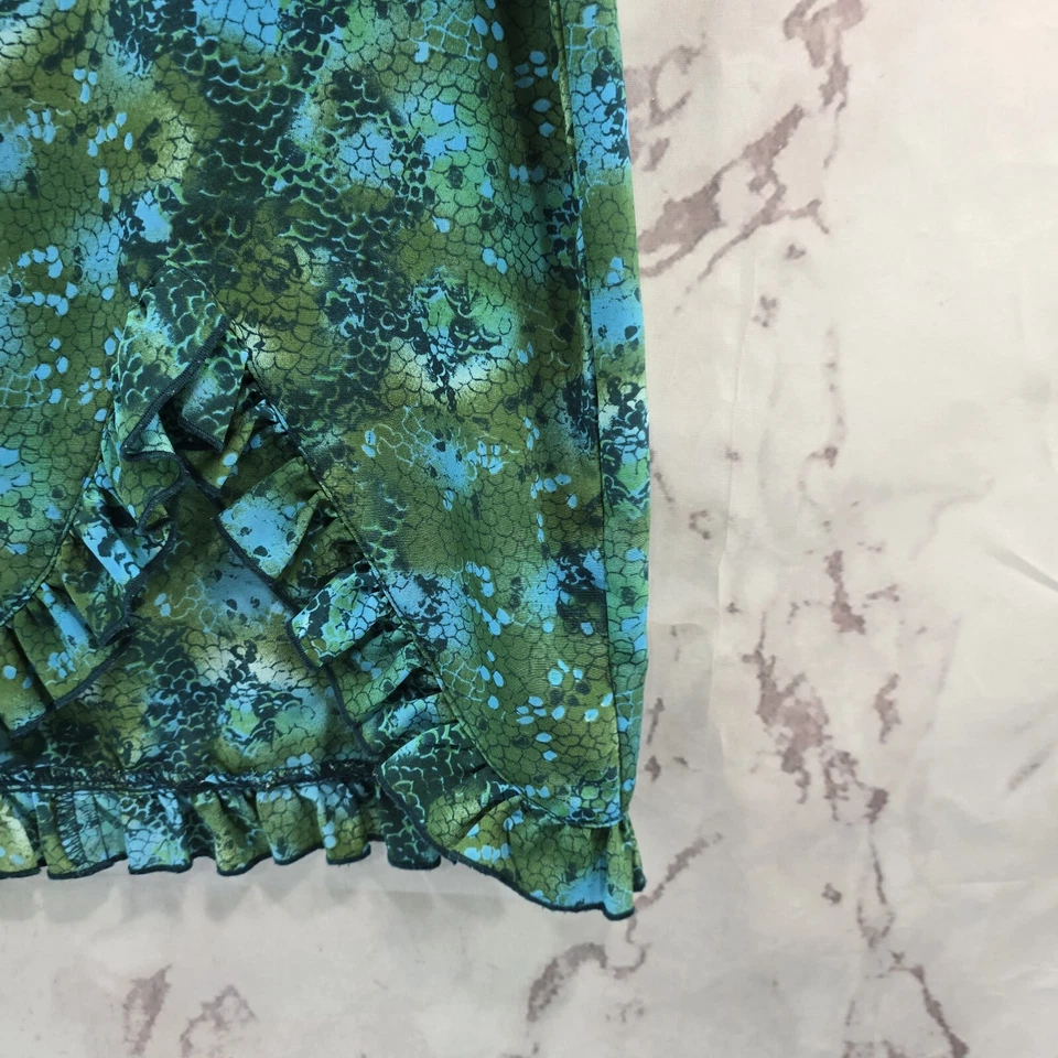 Falda De Colección Y2K Para Mujer Mediana Azul Verde Volantes Serpiente Reptil Caprichosa Bruja  Foto 4 de 4
