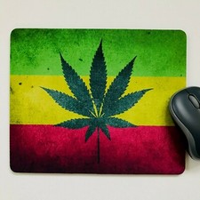 Mouse Mat Pad Laptop Desktop Office Rasta Cannabis choose size UK made
