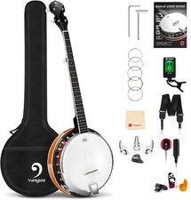 Vangoa Banjo 5 String Full Size Beginner Kit Remo Head Mahogany Resonator Banjo