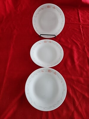 3 Corelle ST CLAIRE CLAIR, Pink TULIPS Bread Plates 6.75''
