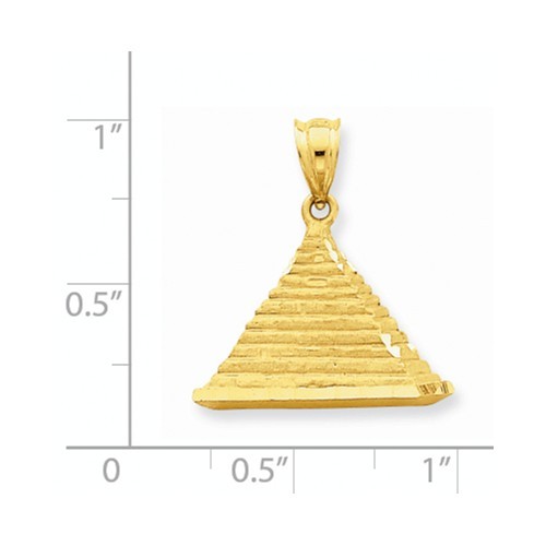 14K SOLID YELLOW GOLD PYRAMID CHARM PENDANT 0.89" INCH LENGTH - Picture 3 of 9