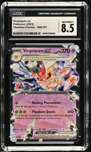 CGC Graded 8.5 NM/Mint+ Vespiquen ex 096/197 Obsidian Flames Pokemon Card - Picture 1 of 2
