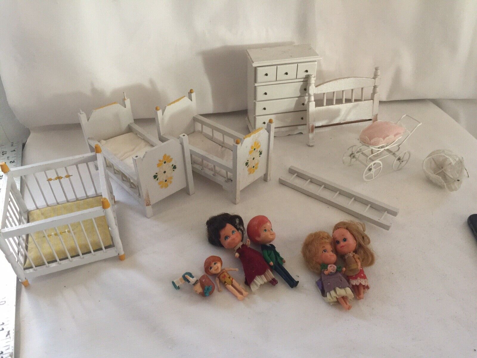 Quality Dollhouse Furniture WOOD Bunk Beds Dresser Dolls, Playpen