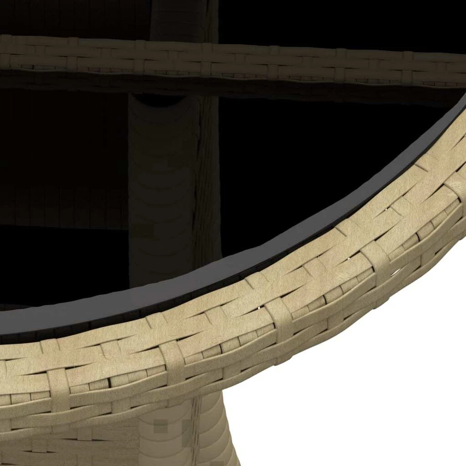 Mesa de Jardín NNEVL Ø60x75 cm Vidrio Templado y Poli Ratán Beige Foto 3 de 4