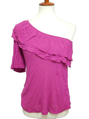 RO & DE Women's Small Shirt One Shoulder Fuschia Pink 