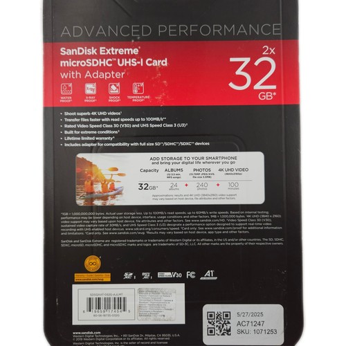 SanDisk SDSQXAT-032G-AJLMT 32GB EXTREME PLUS SDHC UHS-I CARD 2 PACK - Picture 7 of 7