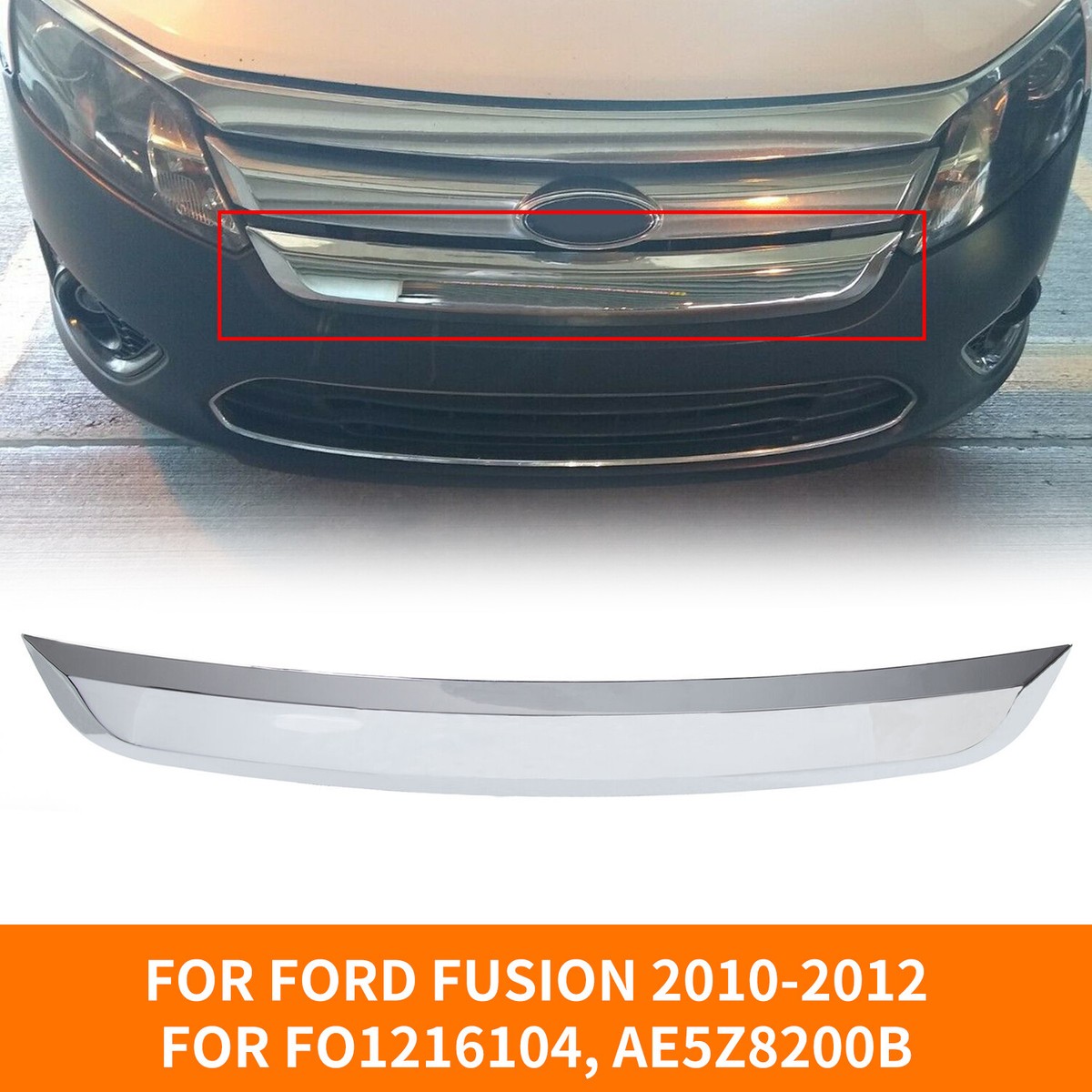Grille Trim Grill Lower Chrome For Ford Fusion 2010-2012