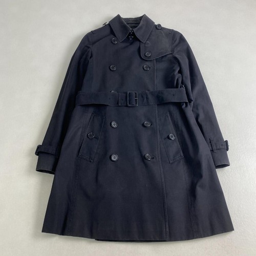 w3106 Burberry London Trench Coat, Nova Check, Belted, Double-Breasted, Black - Picture 2 of 9