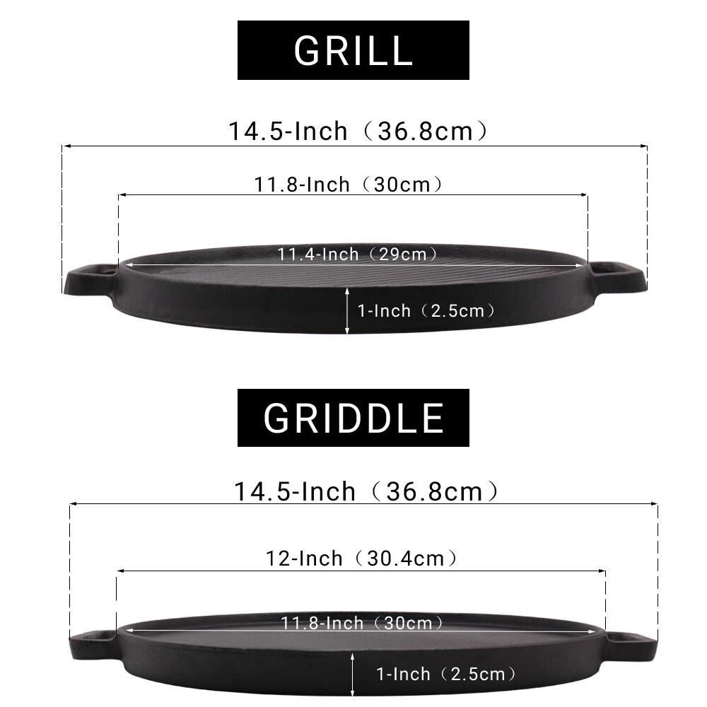 Cast Iron Reversible Grill/Griddle 12Inch Double Handled Cast Iron Griddle eBay