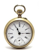 Pocket Watch Open Face Dial Porcelain Case Steel 50mm 1920c To Restore Parts