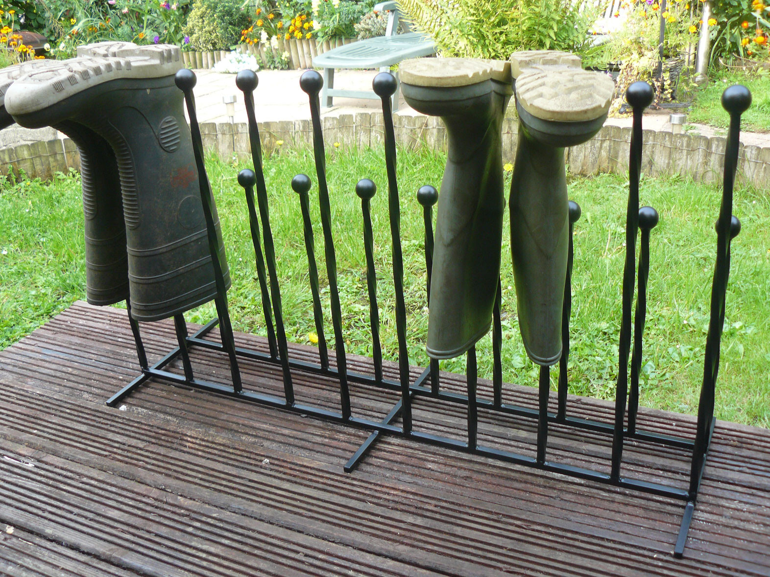 Welly Boot Rack – Holds 10 Pairs | Handmade Wimborne Wrought Iron