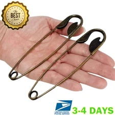 Set of 2 Safety Pins 5 inch Stainless Steel Large Size Brass Color For Jumbo Bla