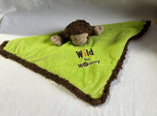 Okie Dokie "Wild for Mommy" Monkey Baby Security Lovey Blanket w/Rattle Satin