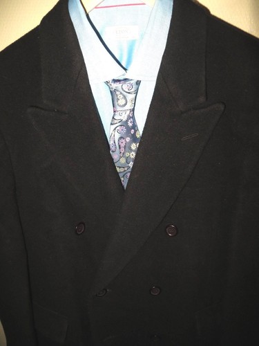 Nino Cerruti Men s Double Breasted Cashmere Wool Black Suit Coat Over Jacket 42R - Picture 2 of 12