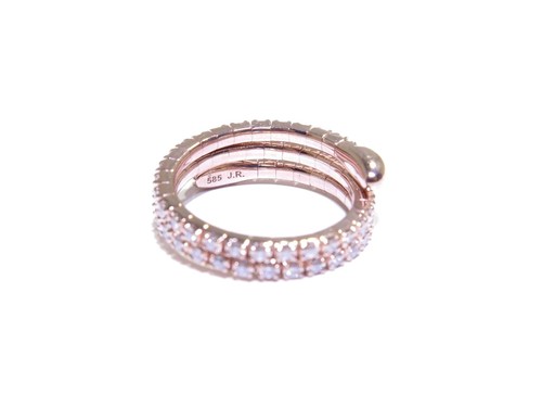 Unisex 14k Rose Gold .75ct Round Cut White Diamond Snake Stretchable Ring - Picture 3 of 8
